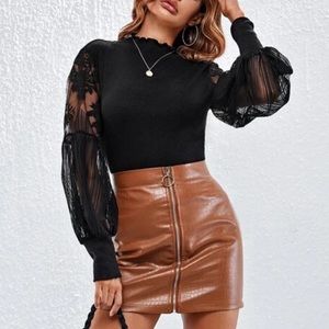 Black Bishop sleeve sheer sleeve sweater
